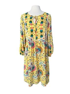 Figueroa and Flower Paisley Print Bohemian Festival Long Sleeve Dress Size XL